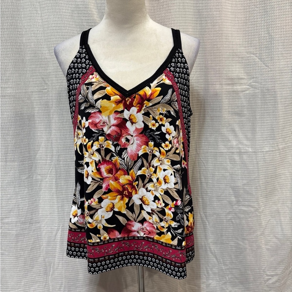 White House Black Market Floral Camisole - Black, Yellow, Pink